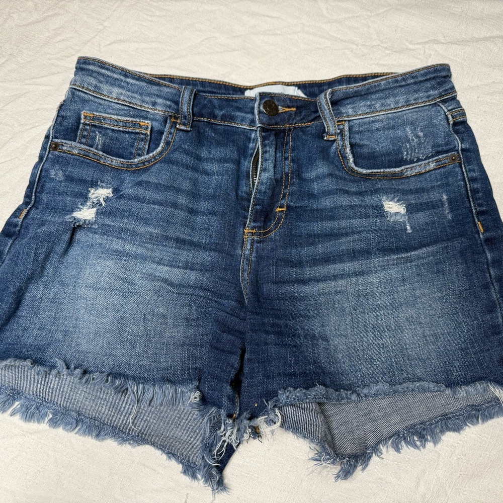 Carly Jean Los Angeles Distressed Blue Jean Shorts